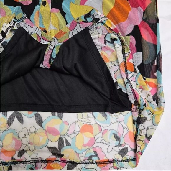 JOIE REVOLVE Womens Semi Sheer Floral Button Up Shirt Artsy Funky Retro Medium - Picture 5 of 8